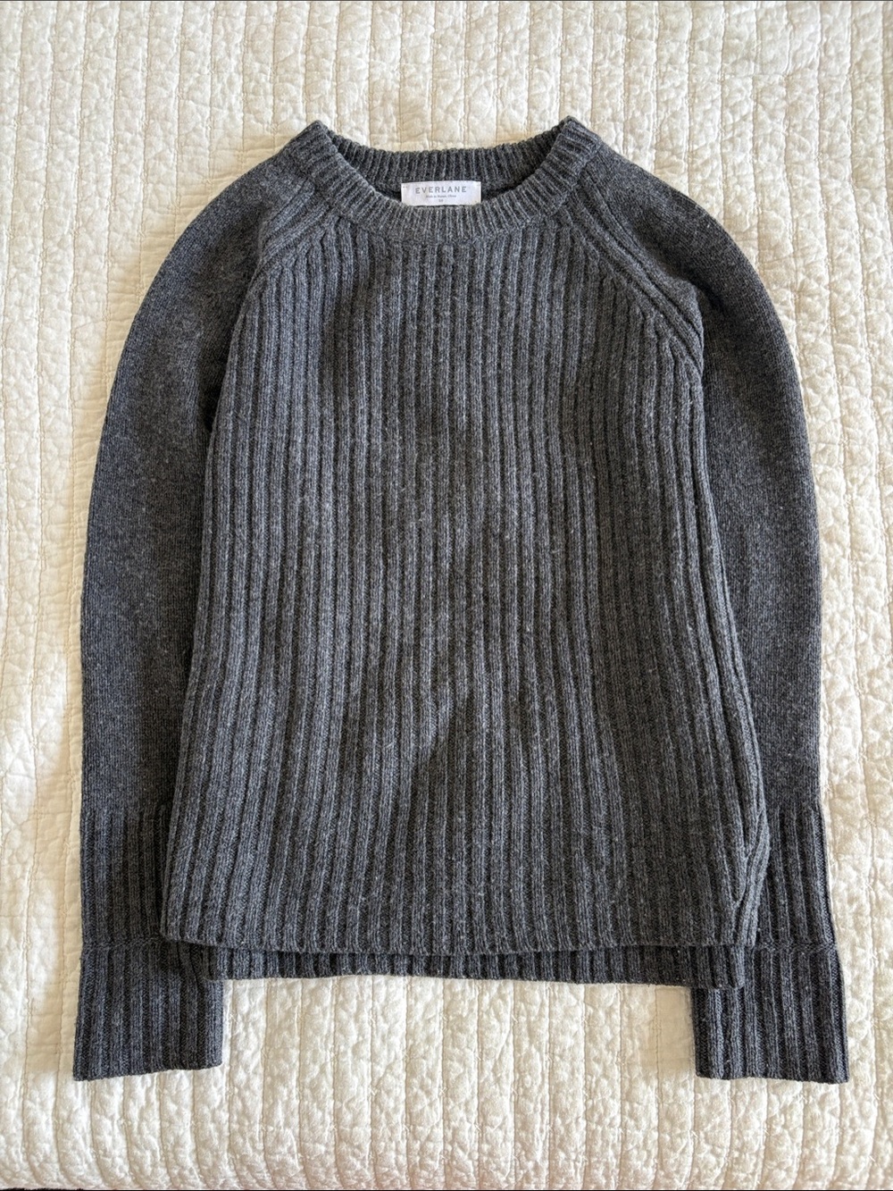 Everlane Charcoal Ribbed Crew Sweater